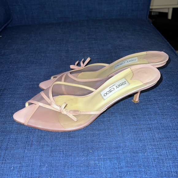 Jimmy Choo Sheer Peep Toe Mules - Picture 1 of 5